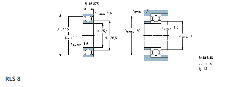 Cuscinetti a sfere a gola profonda con dimensioni in pollici RLS8-2RS Inch Size Deep Groove Ball Bearings RLS8-2RS