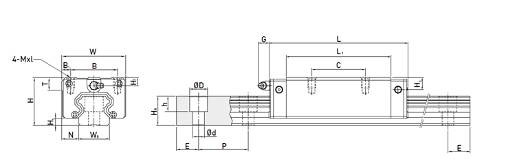 Bloco guia linear HGL55CA Bloco guia linear HGL55CA